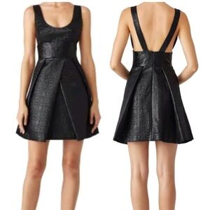 Milly Whitney Cloque Dress Black Shimmer Mini Size 4 Sleeveless